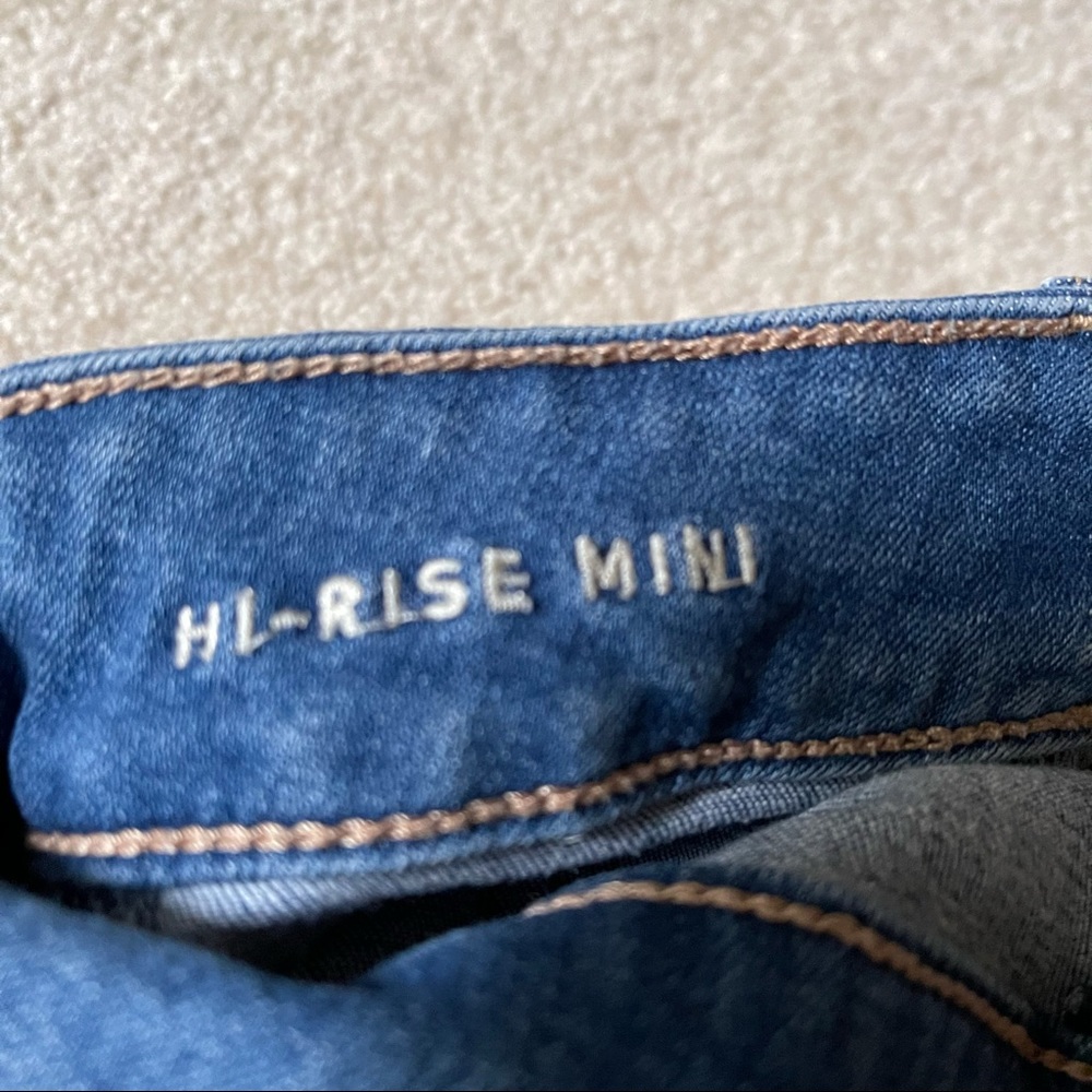 AEO Hi-Rise Mini Denim Skirt Patch Pockets-2 - Picture 6 of 9